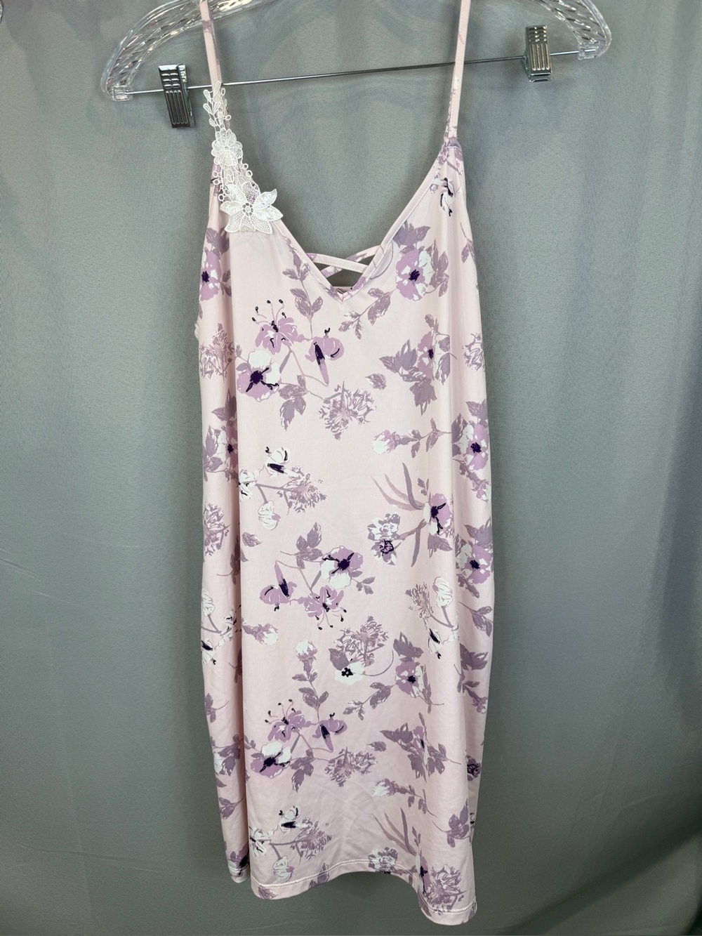 Jessica Simpson Pink Floral Chemise Slip- Size Medium